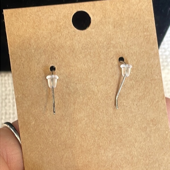 💐5/25 glass yellow flower art bead puffy silver tone stud earrings dangle - Picture 5 of 8